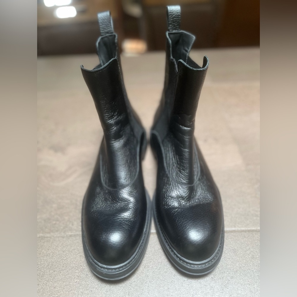 Men’s Emporio Armani Grained Leather Chelsea Ankle Boots Size UK 10 - Picture 3 of 8